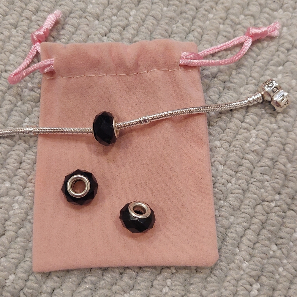 Black Hexagon Bracelet Charms